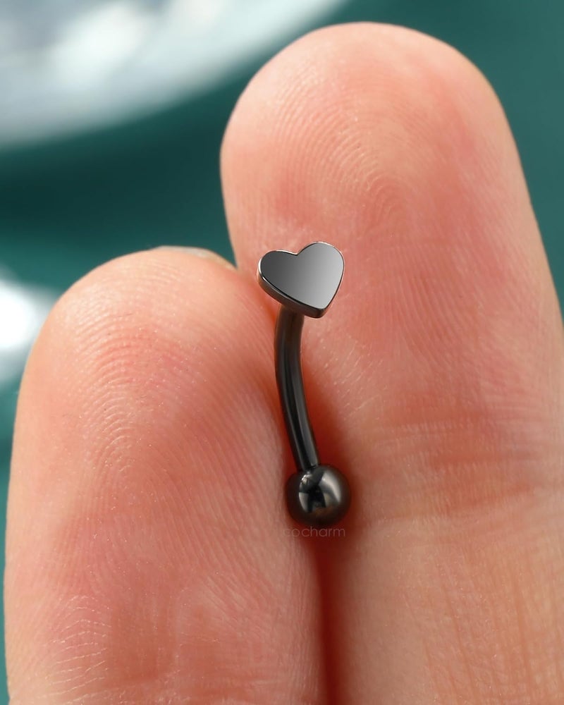 COCHARM Titanium Heart Star Moon Rook Spike Piercing Jewelry 16g, Surgical Steel Rook Earrings for Women Man, Silver Vertical Labret Jewelry, 8mm Spike Eyebrow Piercing Jewelry - Image 3
